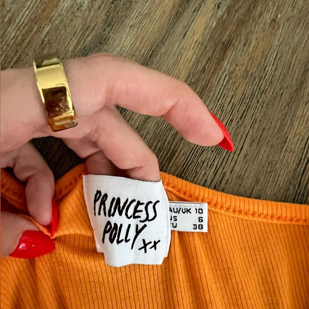 Princess Polly Orange Cotton Side Cut Out Dress - Picture 2 of 2